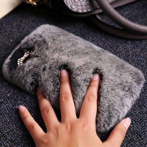 Planet Gates 00015 / For iPhone 6 6s Case for iPhone Xs Max 6.5 8 6s Plus Luxury Cute Hairy Phone Bag Rabbit Hair Case Bling Back Cover Capa For iPhone X 6
