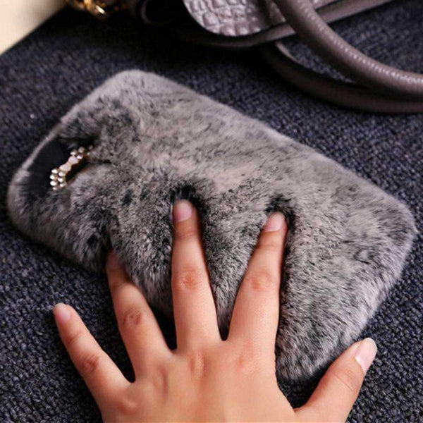 Planet Gates 00015 / For iPhone 6 6s Case for iPhone Xs Max 6.5 8 6s Plus Luxury Cute Hairy Phone Bag Rabbit Hair Case Bling Back Cover Capa For iPhone X 6