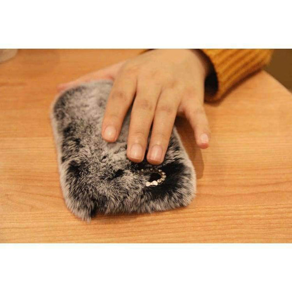 Planet Gates 00015 / For iPhone 6 6s Case for iPhone Xs Max 6.5 8 6s Plus Luxury Cute Hairy Phone Bag Rabbit Hair Case Bling Back Cover Capa For iPhone X 6