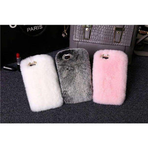 Planet Gates 00015 / For iPhone 6 6s Case for iPhone Xs Max 6.5 8 6s Plus Luxury Cute Hairy Phone Bag Rabbit Hair Case Bling Back Cover Capa For iPhone X 6
