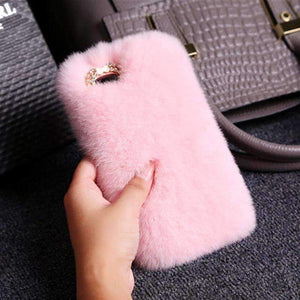 Planet Gates 00015 / For iPhone 6 6s Case for iPhone Xs Max 6.5 8 6s Plus Luxury Cute Hairy Phone Bag Rabbit Hair Case Bling Back Cover Capa For iPhone X 6