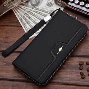 Planet Gates 001 Black Men Wallets Famous Brand kangaroo Men Long Wallet Clutch Male Wrist Strap Wallet Big Capacity Phone Bag Card Holder