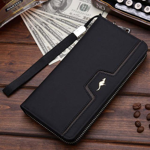 Planet Gates 001 Black Men Wallets Famous Brand kangaroo Men Long Wallet Clutch Male Wrist Strap Wallet Big Capacity Phone Bag Card Holder
