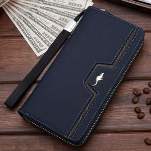 Planet Gates 001 Blue Men Wallets Famous Brand kangaroo Men Long Wallet Clutch Male Wrist Strap Wallet Big Capacity Phone Bag Card Holder
