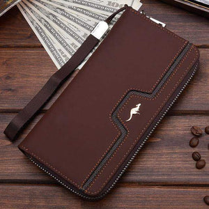 Planet Gates 001 Coffee Men Wallets Famous Brand kangaroo Men Long Wallet Clutch Male Wrist Strap Wallet Big Capacity Phone Bag Card Holder