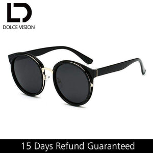 Planet Gates 001 DOLCE VISION Classic Round Sunglasses Women Black Frame Brand Design UV400 2018 New Mirror Ladies Sunglasses Eyewear Lunette
