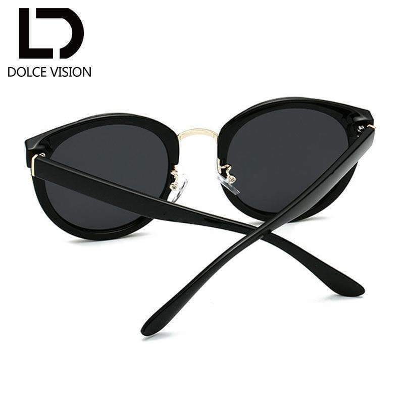 Planet Gates 001 DOLCE VISION Classic Round Sunglasses Women Black Frame Brand Design UV400 2018 New Mirror Ladies Sunglasses Eyewear Lunette