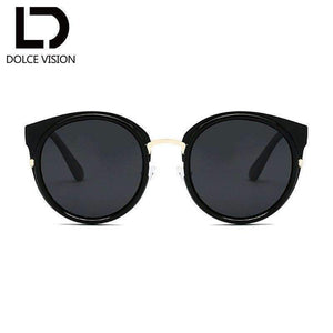 Planet Gates 001 DOLCE VISION Classic Round Sunglasses Women Black Frame Brand Design UV400 2018 New Mirror Ladies Sunglasses Eyewear Lunette