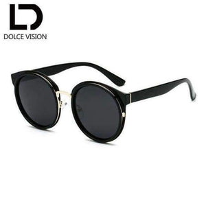 Planet Gates 001 DOLCE VISION Classic Round Sunglasses Women Black Frame Brand Design UV400 2018 New Mirror Ladies Sunglasses Eyewear Lunette