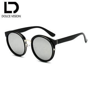 Planet Gates 001 DOLCE VISION Classic Round Sunglasses Women Black Frame Brand Design UV400 2018 New Mirror Ladies Sunglasses Eyewear Lunette