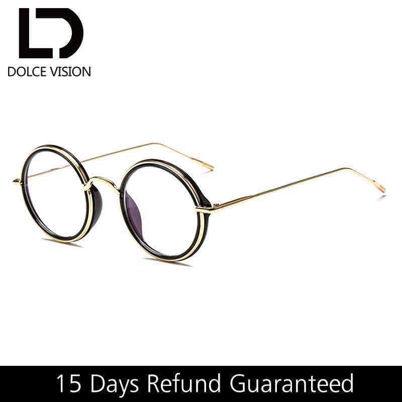 Planet Gates 001 DOLCE VISION Vintage Optical Glasses Women Round Clear Lens Eyewear Gold Metal Frames Retro Women Spectacles Gafas de mujer New
