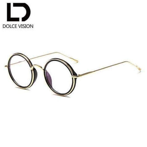 Planet Gates 001 DOLCE VISION Vintage Optical Glasses Women Round Clear Lens Eyewear Gold Metal Frames Retro Women Spectacles Gafas de mujer New