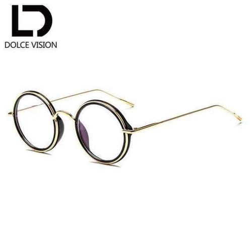 Planet Gates 001 DOLCE VISION Vintage Optical Glasses Women Round Clear Lens Eyewear Gold Metal Frames Retro Women Spectacles Gafas de mujer New