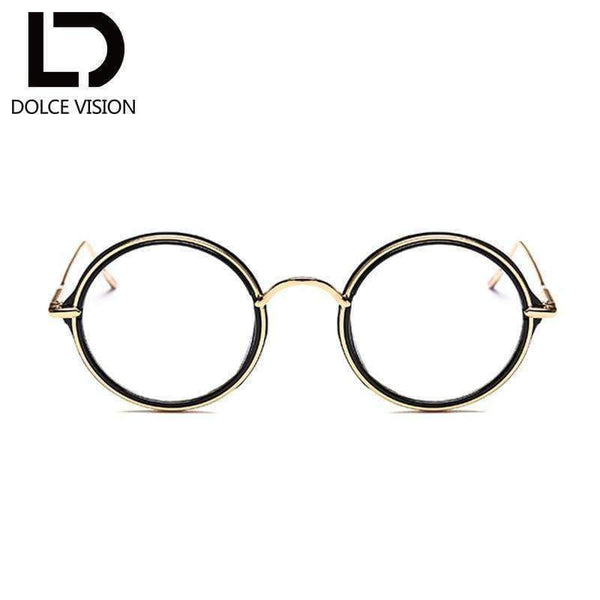 Planet Gates 001 DOLCE VISION Vintage Optical Glasses Women Round Clear Lens Eyewear Gold Metal Frames Retro Women Spectacles Gafas de mujer New