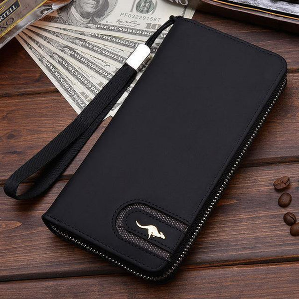 Planet Gates 002 Black Men Wallets Famous Brand kangaroo Men Long Wallet Clutch Male Wrist Strap Wallet Big Capacity Phone Bag Card Holder