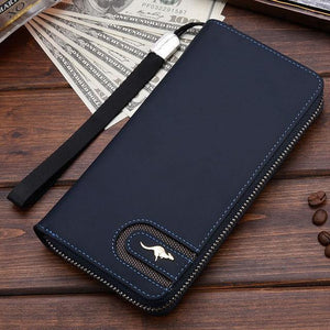 Planet Gates 002 Blue Men Wallets Famous Brand kangaroo Men Long Wallet Clutch Male Wrist Strap Wallet Big Capacity Phone Bag Card Holder