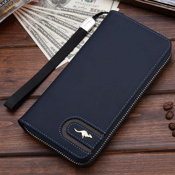 Planet Gates 002 Blue Men Wallets Famous Brand kangaroo Men Long Wallet Clutch Male Wrist Strap Wallet Big Capacity Phone Bag Card Holder