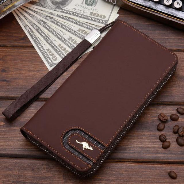 Planet Gates 002 Coffee Men Wallets Famous Brand kangaroo Men Long Wallet Clutch Male Wrist Strap Wallet Big Capacity Phone Bag Card Holder