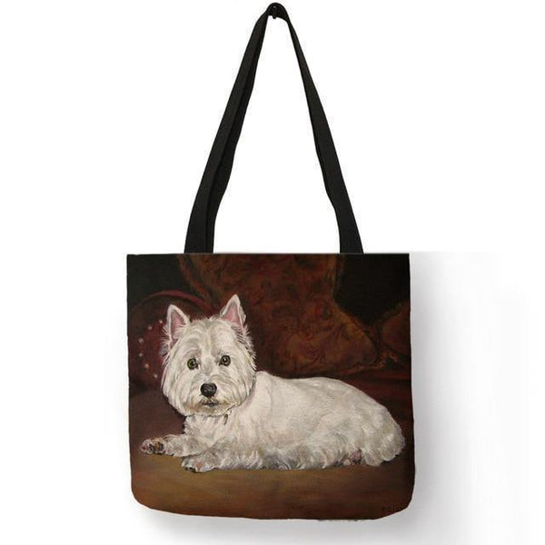 Planet Gates 002 Design Westie Dog Painting Handbag for Women Shopping  Travel Bags Large Capacity  Eco Linen Tote Bag Dropshipping