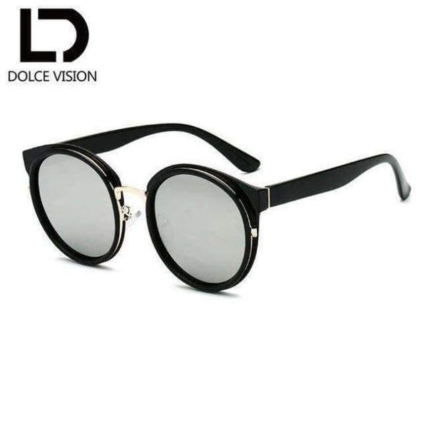 Planet Gates 002 DOLCE VISION Classic Round Sunglasses Women Black Frame Brand Design UV400 2018 New Mirror Ladies Sunglasses Eyewear Lunette