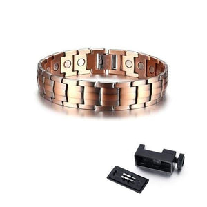 Planet Gates 003 / 21.5cm Mens Elegant Pure Copper Magnetic Therapy Link Bracelet Pain Relief For Arthritis And Carpal Tunnel Male Jewelry 8.46"