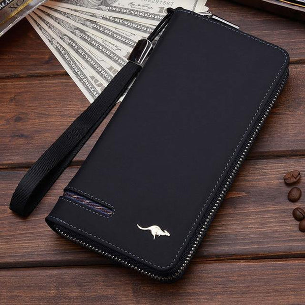 Planet Gates 003 Black Men Wallets Famous Brand kangaroo Men Long Wallet Clutch Male Wrist Strap Wallet Big Capacity Phone Bag Card Holder