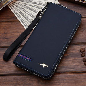 Planet Gates 003 Blue Men Wallets Famous Brand kangaroo Men Long Wallet Clutch Male Wrist Strap Wallet Big Capacity Phone Bag Card Holder