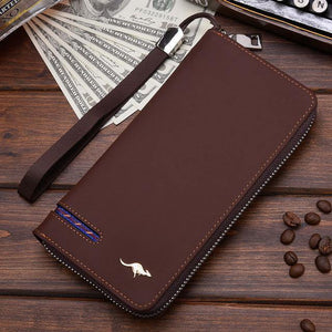 Planet Gates 003 Coffee Men Wallets Famous Brand kangaroo Men Long Wallet Clutch Male Wrist Strap Wallet Big Capacity Phone Bag Card Holder