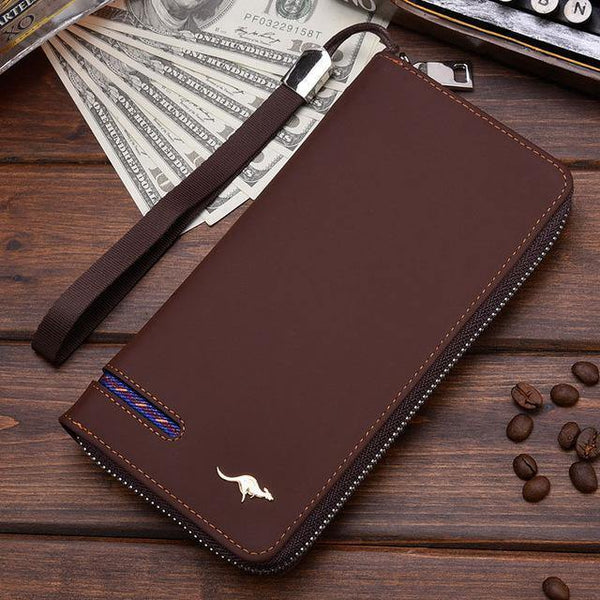 Planet Gates 003 Coffee Men Wallets Famous Brand kangaroo Men Long Wallet Clutch Male Wrist Strap Wallet Big Capacity Phone Bag Card Holder