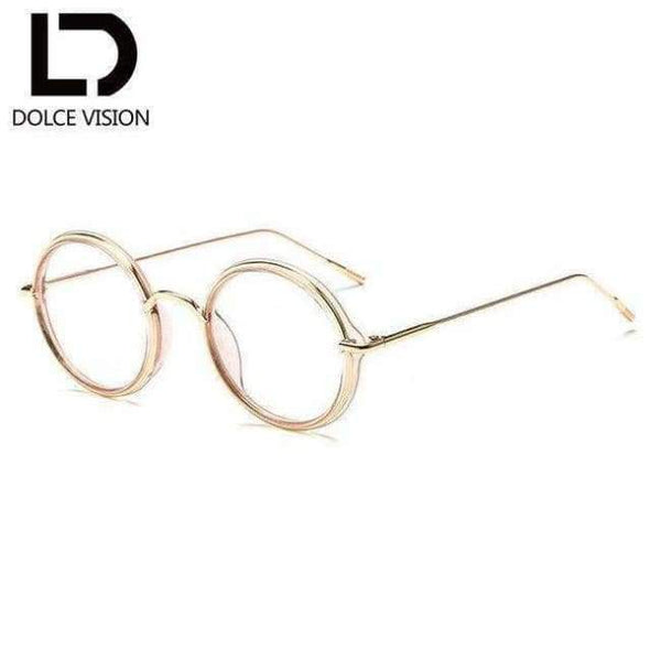 Planet Gates 003 DOLCE VISION Vintage Optical Glasses Women Round Clear Lens Eyewear Gold Metal Frames Retro Women Spectacles Gafas de mujer New