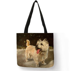 Planet Gates 004 Design Westie Dog Painting Handbag for Women Shopping  Travel Bags Large Capacity  Eco Linen Tote Bag Dropshipping