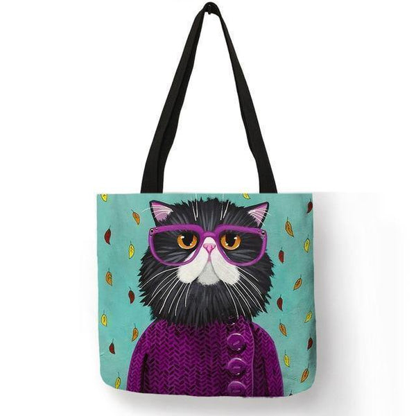 Planet Gates 005 Kitty Cat Tote Bag For Women Lady Folding Reusable Linen Shopping Bag With Print Travel School Bags Handbag