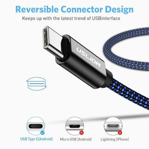 Planet Gates 0058 Blue / 0.3m USLION USB Type C Cable for Samsung Galaxy S9 S8 Huawei Oneplus 6 Fast Charging USB C Cable Data Sync Type-C Phone Charger Cable