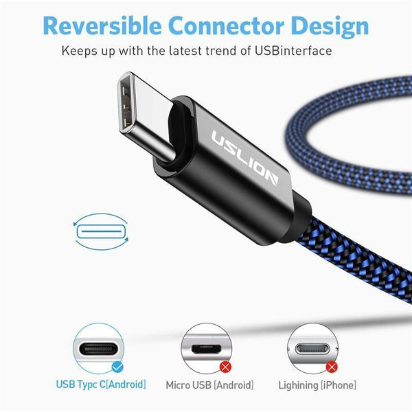 Planet Gates 0058 Blue / 0.3m USLION USB Type C Cable for Samsung Galaxy S9 S8 Huawei Oneplus 6 Fast Charging USB C Cable Data Sync Type-C Phone Charger Cable