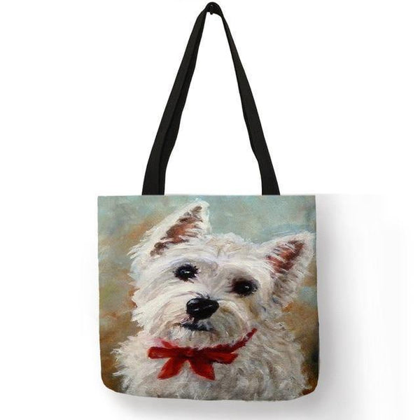 Planet Gates 006 Design Westie Dog Painting Handbag for Women Shopping  Travel Bags Large Capacity  Eco Linen Tote Bag Dropshipping