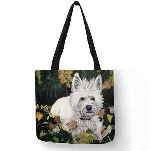 Planet Gates 007 Design Westie Dog Painting Handbag for Women Shopping  Travel Bags Large Capacity  Eco Linen Tote Bag Dropshipping