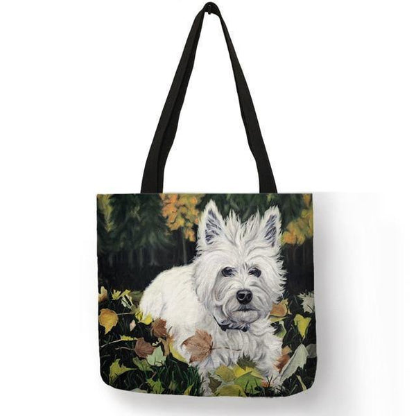 Planet Gates 007 Design Westie Dog Painting Handbag for Women Shopping  Travel Bags Large Capacity  Eco Linen Tote Bag Dropshipping