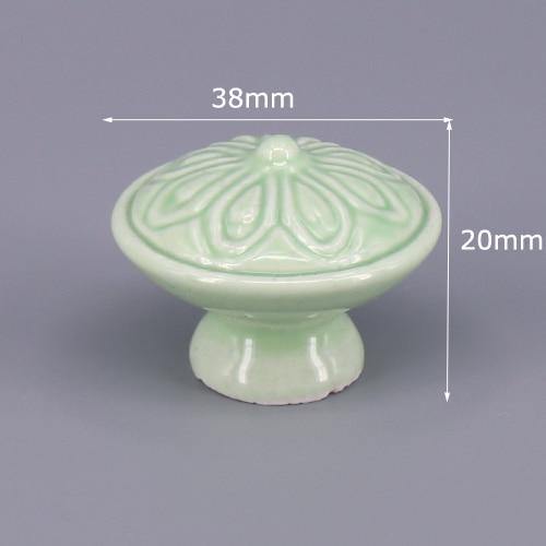 1x Green Color Series Ceramic Knobs  Dresser Drawer Cabinet Handle Pulls / CuteKitchen Cupboard Knob Furniture Hardware