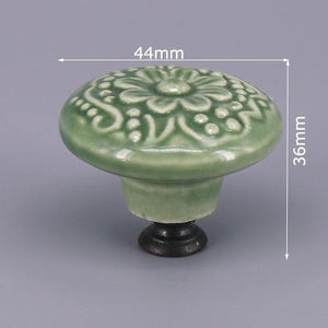 1x Green Color Series Ceramic Knobs  Dresser Drawer Cabinet Handle Pulls / CuteKitchen Cupboard Knob Furniture Hardware