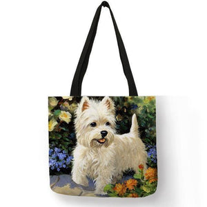 Planet Gates 009 Design Westie Dog Painting Handbag for Women Shopping  Travel Bags Large Capacity  Eco Linen Tote Bag Dropshipping