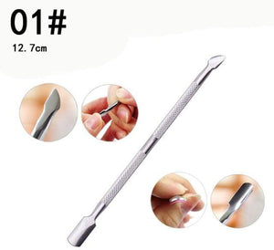 Planet Gates 01 1pc Double-ended Dead Skin Push Stainless Steel Cuticle Pusher Remover For Pedicure Manicure Nail Art Cleaner Care Tool