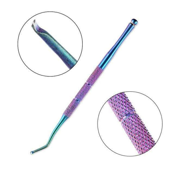 Planet Gates 01 21 Style Rainbow Stainless Steel Nail Cuticle Pusher Tweezer Nail Art Files UV Gel Polish Remove Manicure Care Groove Clean Tool