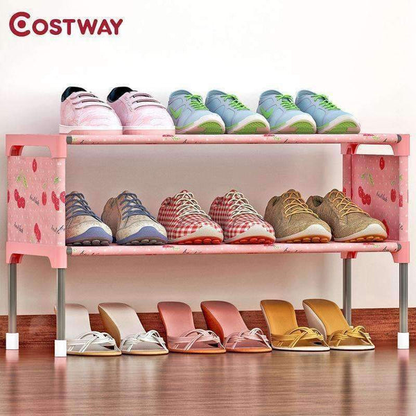Planet Gates 01 / China COSTWAY Non-woven 2 Tier Shoes Rack Shoe Cabinets Stand Shelf Shoes Organizer Living Room Bedroom Storage Furniture W0197