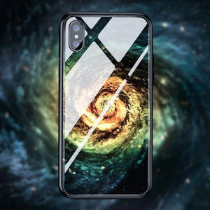 Planet Gates 01 / For iPhone 6 6s H&A Luxury Tempered Glass Phone Case For iPhone 7 8 6 6s Plus Silicone Star Space Pattern Cover For iPhone X XR XS XSMax Case