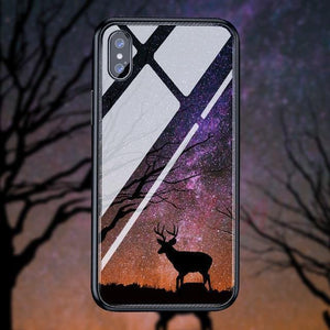 Planet Gates 01 / For iPhone 6 6s H&A Luxury Tempered Glass Phone Case For iPhone 7 8 6 6s Plus Silicone Star Space Pattern Cover For iPhone X XR XS XSMax Case