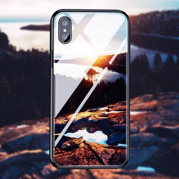 Planet Gates 01 / For iPhone 6 6s H&A Luxury Tempered Glass Phone Case For iPhone 7 8 6 6s Plus Silicone Star Space Pattern Cover For iPhone X XR XS XSMax Case