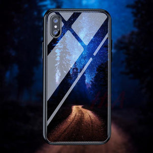 Planet Gates 01 / For iPhone 6 6s H&A Luxury Tempered Glass Phone Case For iPhone 7 8 6 6s Plus Silicone Star Space Pattern Cover For iPhone X XR XS XSMax Case