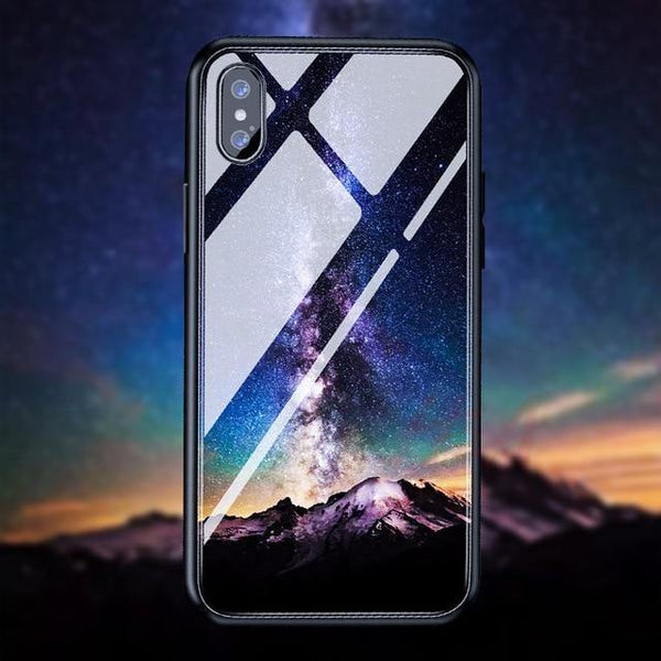 Planet Gates 01 / For iPhone 6 6s H&A Luxury Tempered Glass Phone Case For iPhone 7 8 6 6s Plus Silicone Star Space Pattern Cover For iPhone X XR XS XSMax Case