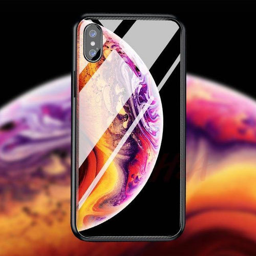 Planet Gates 01 / For iPhone 6 6s H&A Luxury Tempered Glass Phone Case For iPhone 7 8 6 6s Plus Silicone Star Space Pattern Cover For iPhone X XR XS XSMax Case