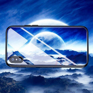 Planet Gates 01 / For iPhone 6 6s H&A Luxury Tempered Glass Phone Case For iPhone 7 8 6 6s Plus Silicone Star Space Pattern Cover For iPhone X XR XS XSMax Case